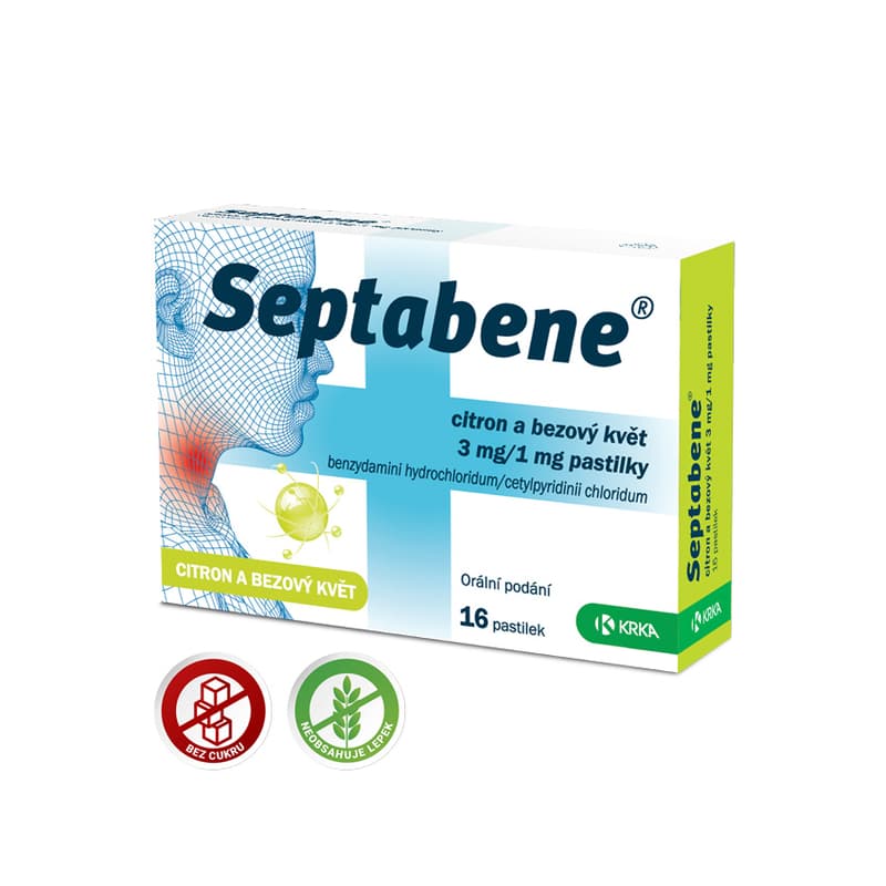 SEPTABENE CITRON A BEZOVÝ KVĚT 3MG/1MG pastilka 16