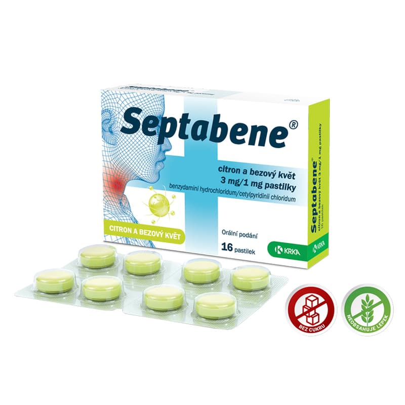 SEPTABENE CITRON A BEZOVÝ KVĚT 3MG/1MG pastilka 16