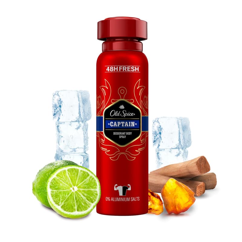 Old Spice Captain deodorant ve spreji s tóny santalového dřeva a citrusů