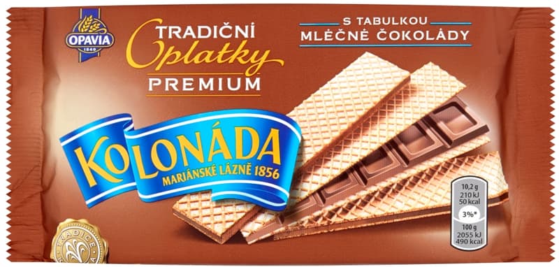 Opavia Kolonáda oplatky s tabulkou mléčné čokolády Premium