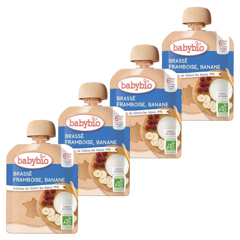 Babybio BIO Mléčná svačinka malina a banán (4×85 g)