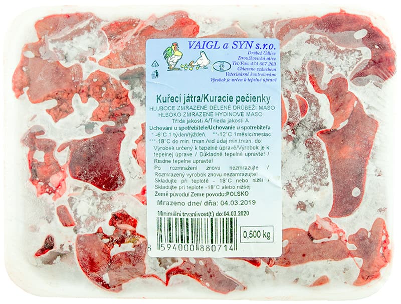 Mražená kuřecí játra