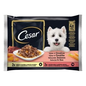Cesar pockets for dogs Beef with carrot and chicken with vegetables in sauce 4 × 100g
