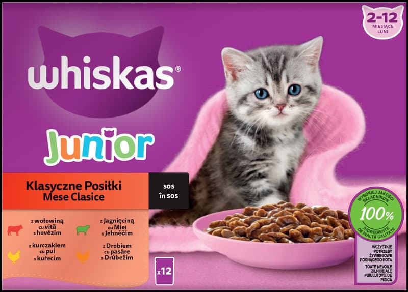Whiskas Kapsičky klasický výběr ve šťávě pro koťata 12×85 g