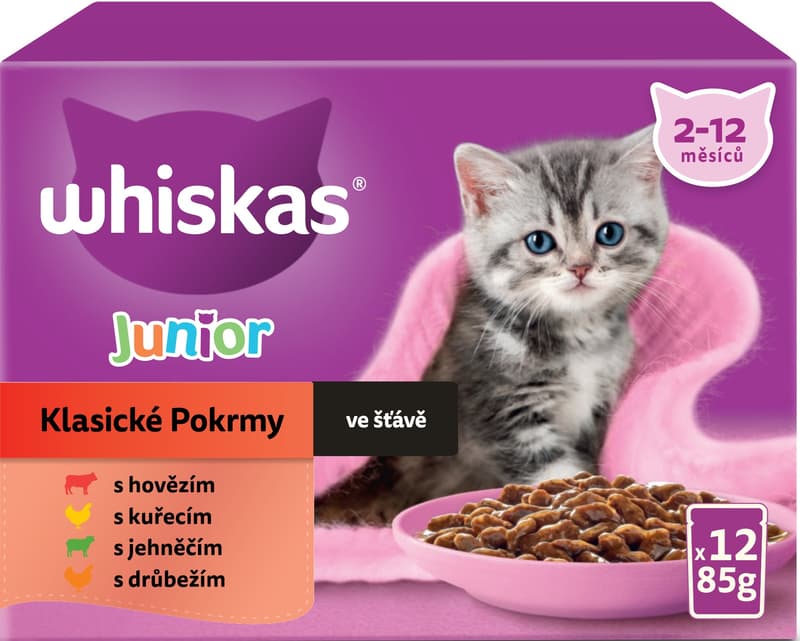 Whiskas Kapsičky klasický výběr ve šťávě pro koťata 12×85 g