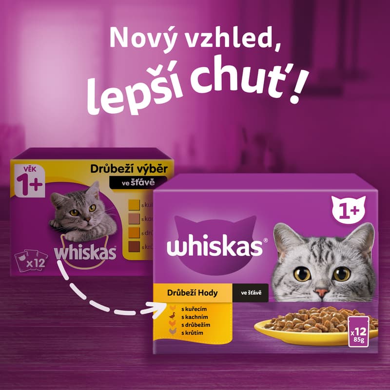 Whiskas Kapsičky pro dospělé kočky drůbeží výběr ve šťávě 12×85 g