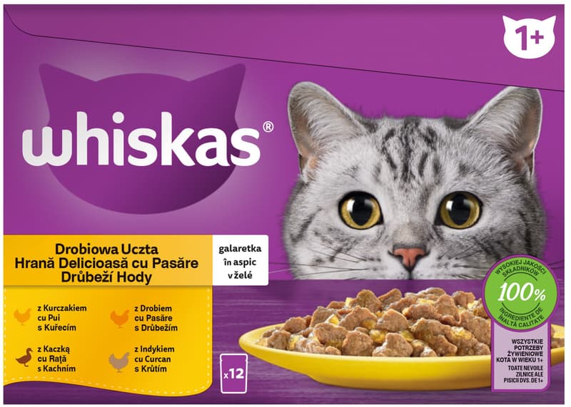 Whiskas Kapsičky drůbeží výběr v želé pro kočky 12×85 g