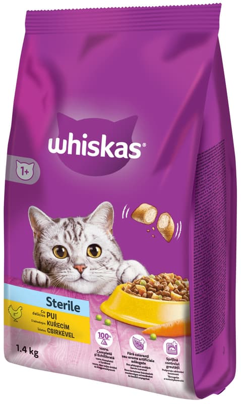 Whiskas Granule pro dospělé kastrované kočky s kuřecím