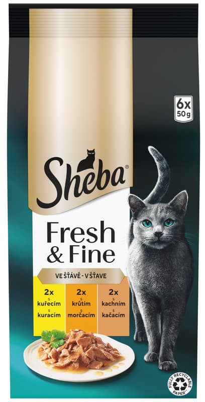 Sheba Fresh & Fine kapsičky pro dospělé kočky drůbeží v omáčce 6×50 g