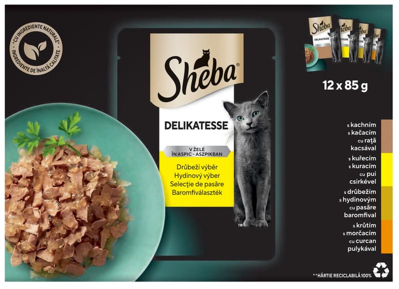 Sheba Delicacy pockets for adult cats Poultry selection in jelly 12 × 85g
