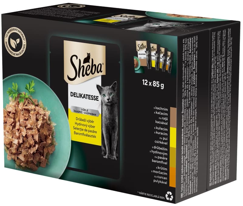 Sheba Delicacy pockets for adult cats Poultry selection in jelly 12 × 85g