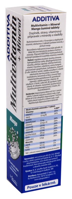 Additiva multivitamín + minerály 20 šumivých tablet Mango