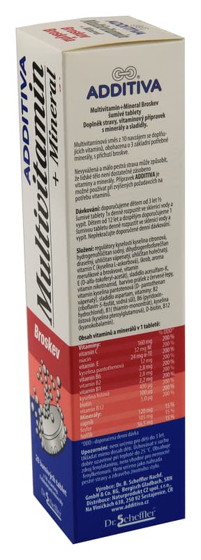 Additiva multivitamín + minerály 20 šumivých tablet Broskev