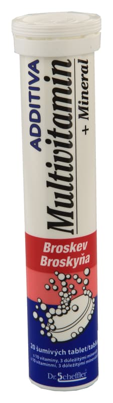Additiva multivitamín + minerály 20 šumivých tablet Broskev