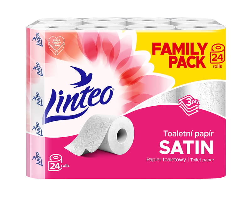 Linteo toilet paper white, 3-ply, 24pcs