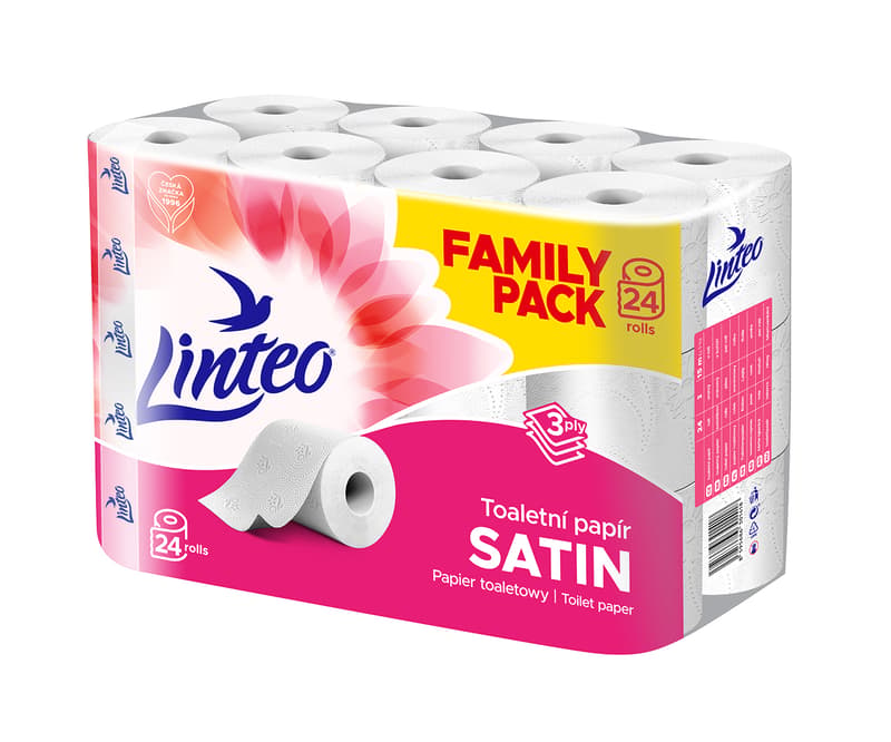 Linteo toilet paper white, 3-ply, 24pcs