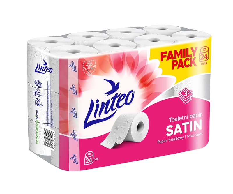 Linteo toilet paper white, 3-ply, 24pcs