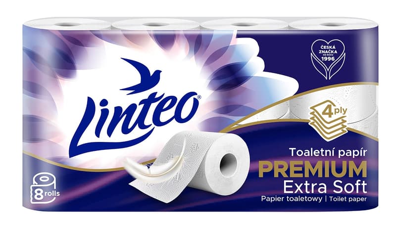 Linteo toilet paper, 4 ply, white, 8pcs