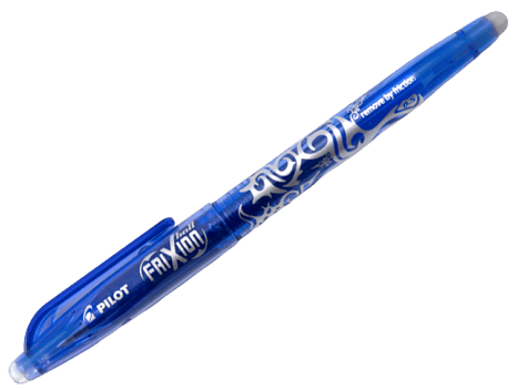 Pilot FriXion Ball F, modrý gelový gumovací roller, šířka stopy 0,25 mm, šířka hrotu 0,5 mm