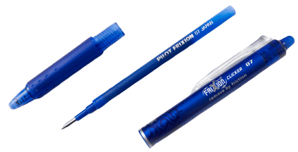 Pilot FriXion Clicker 07 blue gel rubber roller