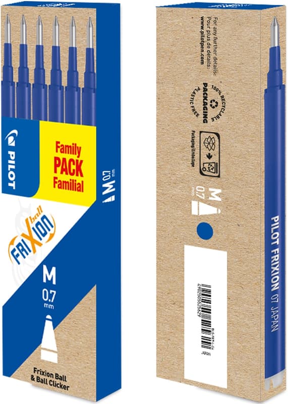 Pilot FriXion M, modrá náhradní náplň do rolleru, šířka stopy 0,35 mm, šířka hrotu 0,7 mm