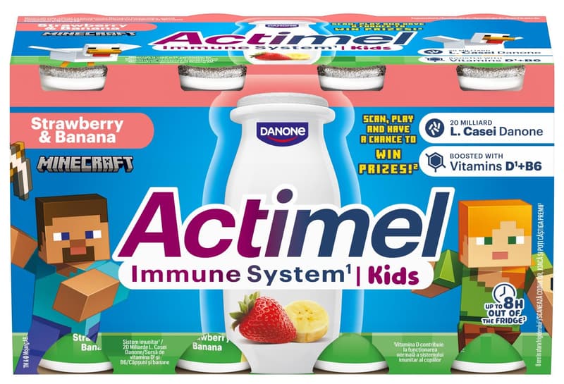 Danone Actimel ActiKids probiotic drink banana and strawberry 8x100g