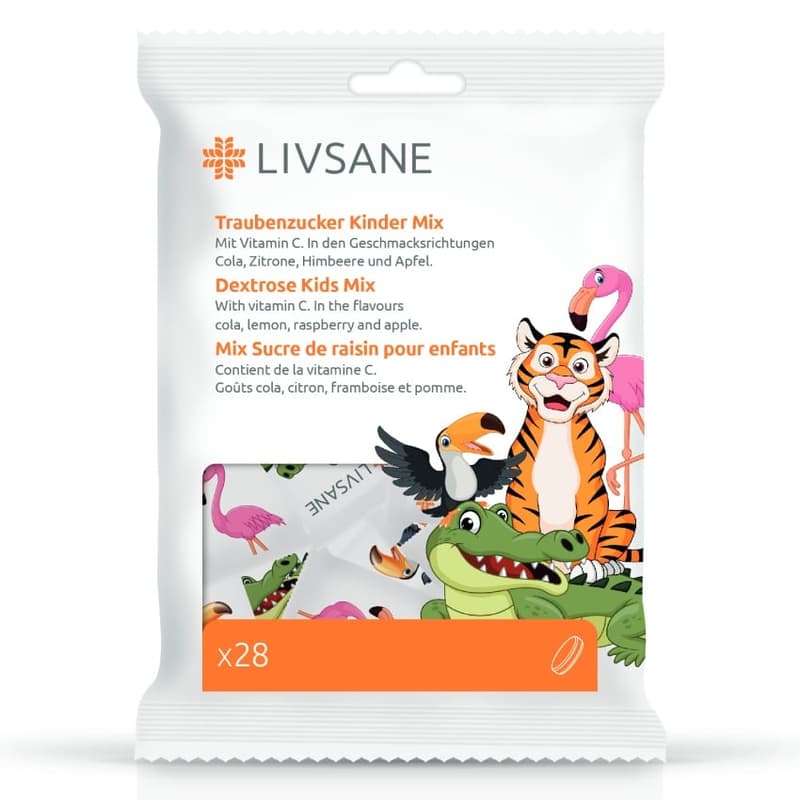 LIVSANE Hroznový cukr mix pro děti+Vitamin C 28ks