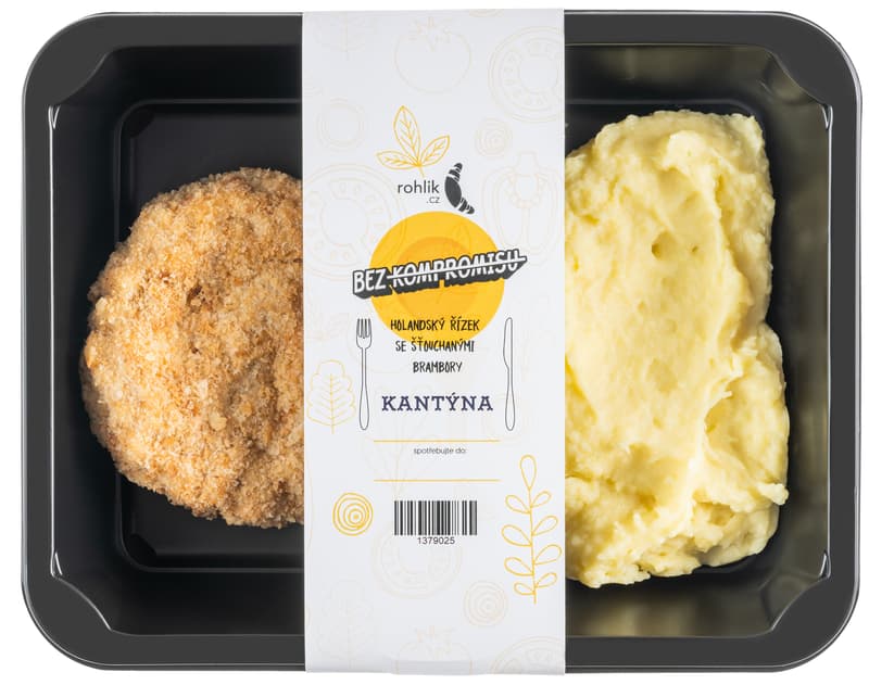 Holandský řízek se šťouchanými brambory z Kantýny