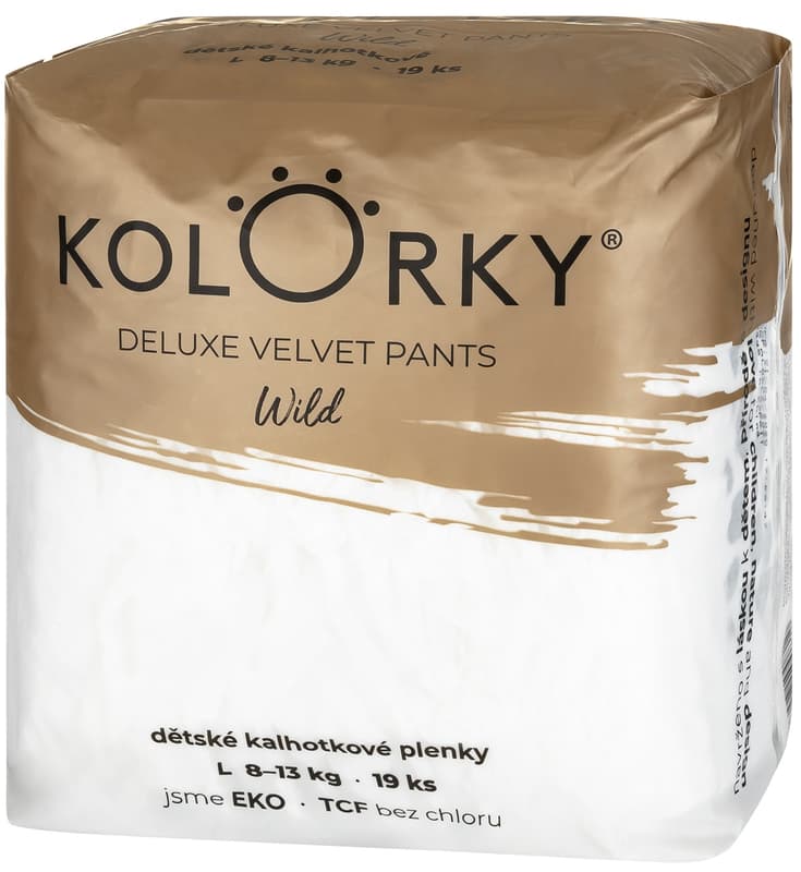 Kolorky ECO Disposable baby pants deluxe velvet L wild (8–13kg) 19 ks