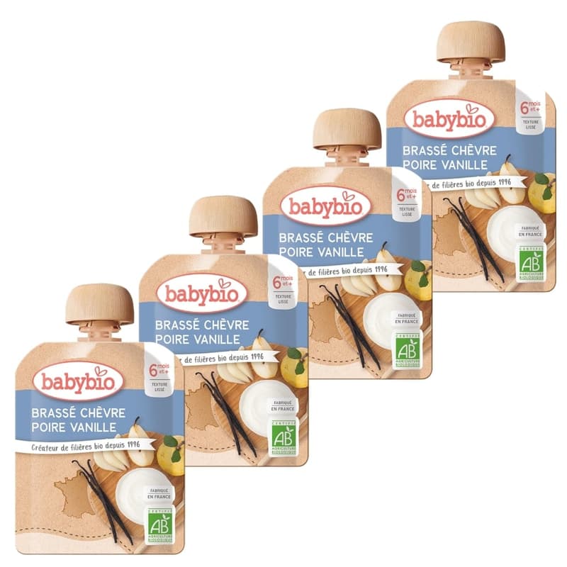Babybio BIO Svačinka z kozího mléka s hruškou a vanilkou (4×85g)