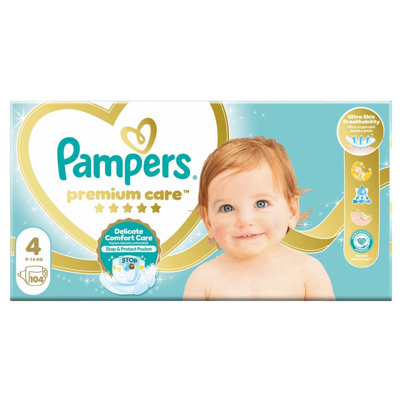 Pampers Premium care jednorázové plenky 4 (9–14 kg)