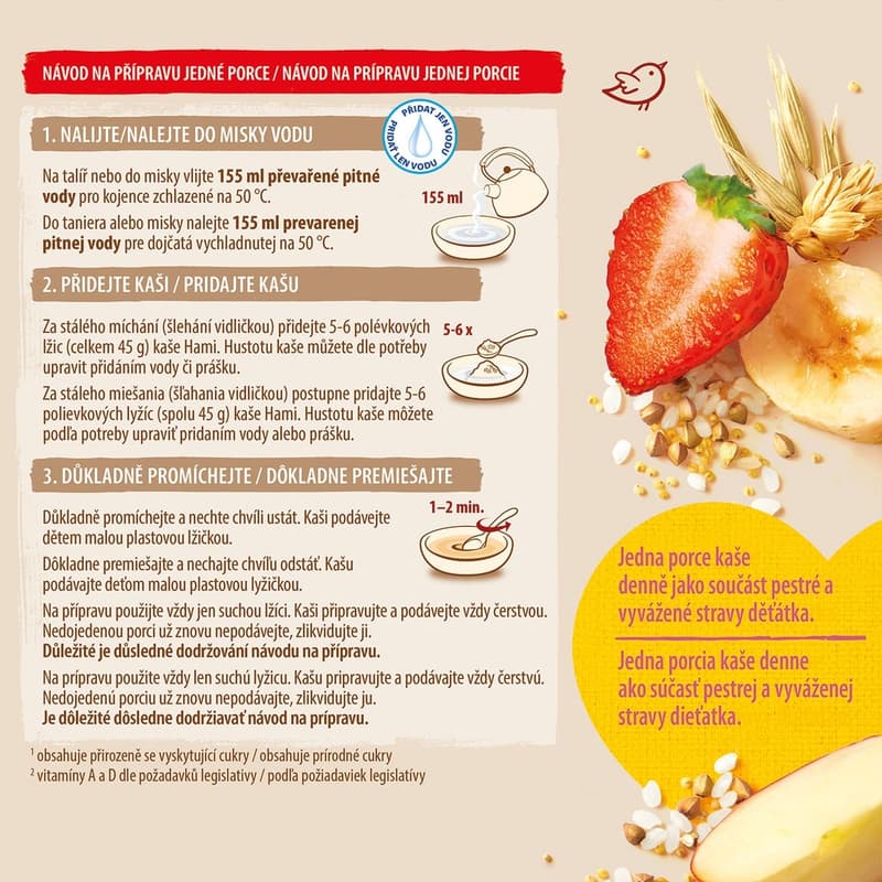 Hami Mléčná kaše se 7 obilninami s banánem a jahodami