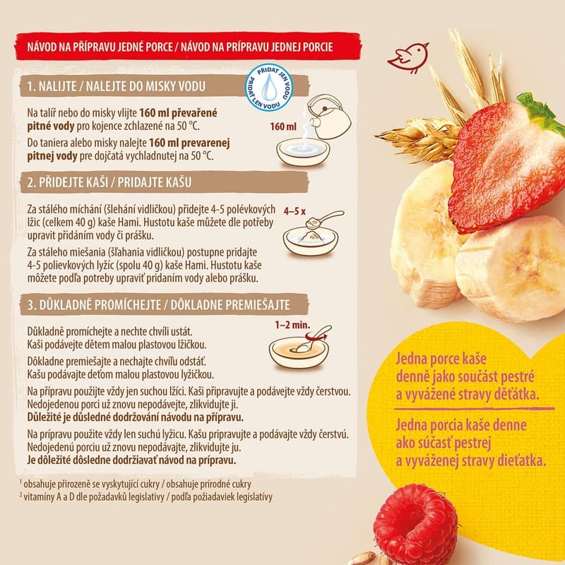 Hami Mléčná kaše mléčná kaše ovesno-žitná s malinami, jahodami a banánem