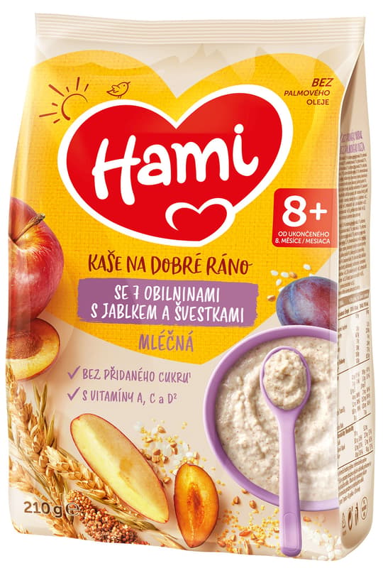 Hami Mléčná kaše se 7 obilninami s jablkem a švestkami