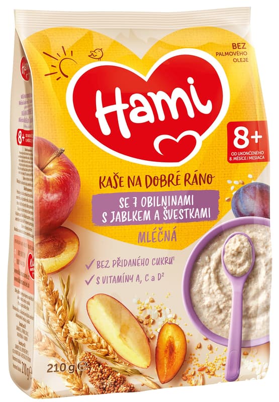 Hami Mléčná kaše se 7 obilninami s jablkem a švestkami