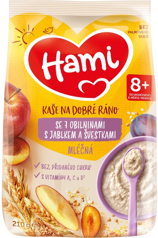 Hami Mléčná kaše se 7 obilninami s jablkem a švestkami