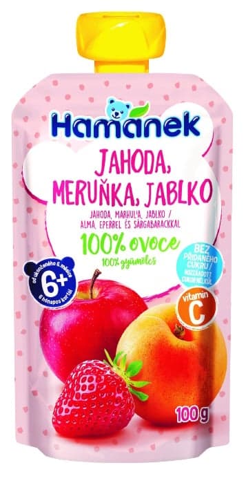 Hamánek Fruit pouch strawberry, apricot and apple