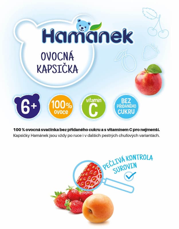 Hamánek Fruit pouch strawberry, apricot and apple
