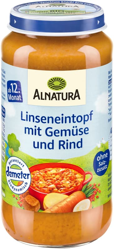 Alnatura BIO Příkrm s čočkou a hovězím masem