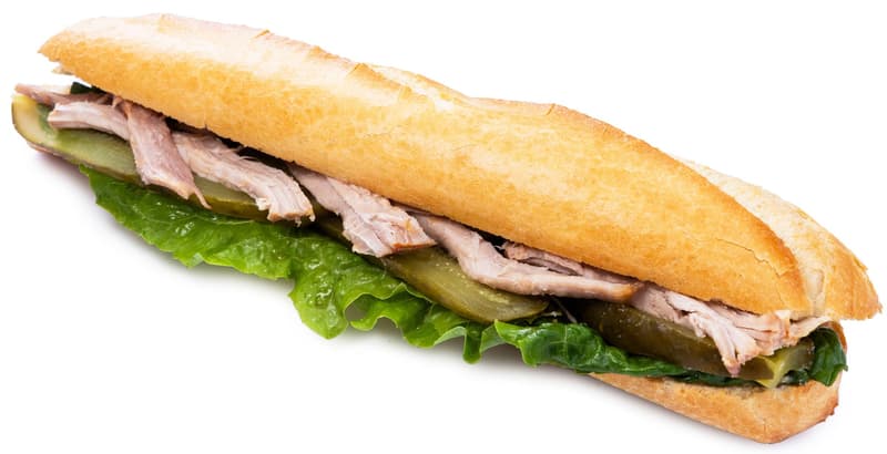 Pappudia Baguette with shredded meat and mustard mayonnaise