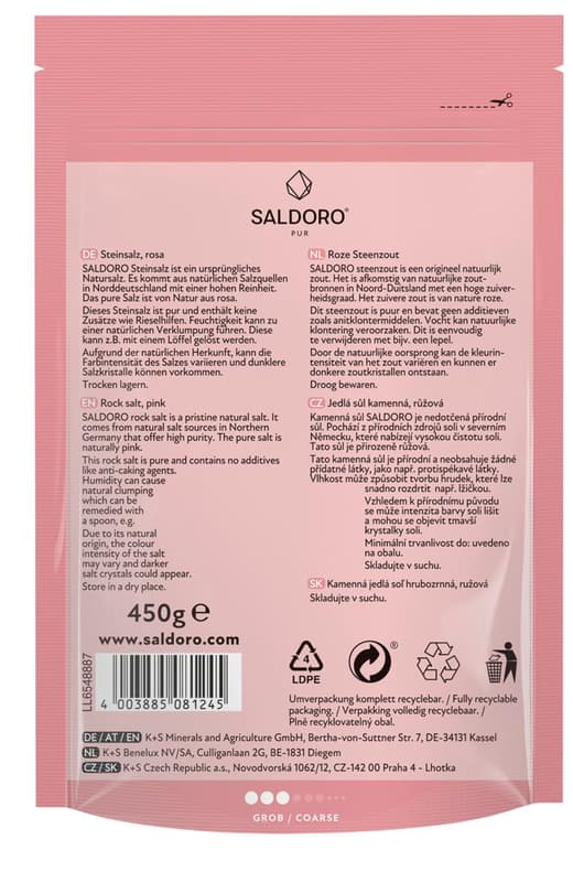  Saldoro Edible rock salt without iodine, pink, coarse