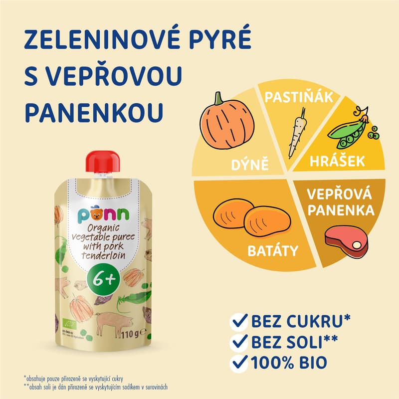 Salvest Põnn BIO Kapsička vepřová panenka se zeleninovým pyré