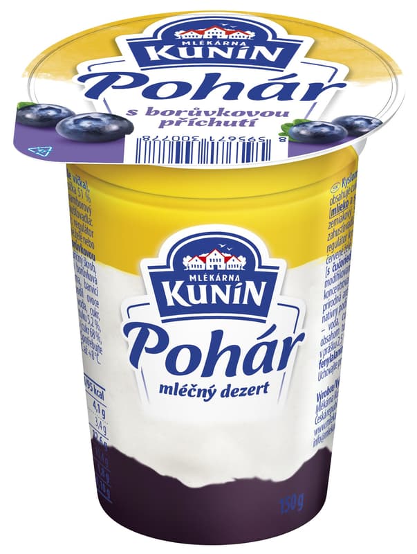 Mlékárna Kunín Cup of milk dessert with blueberry flavor