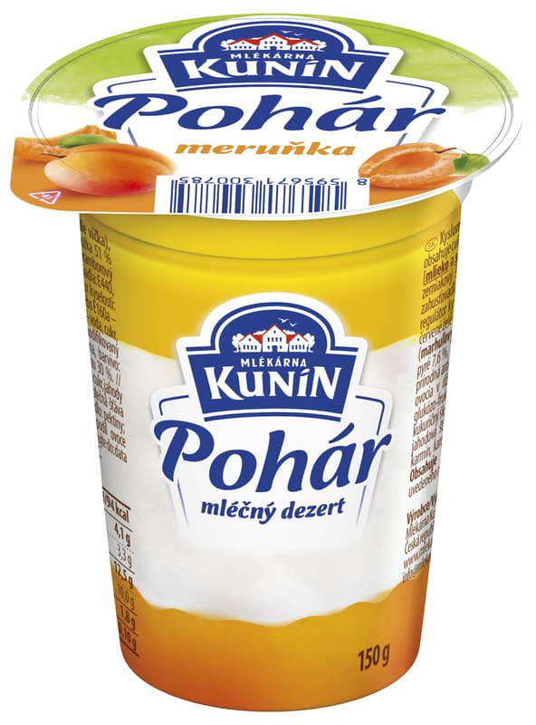 Mlékárna Kunín Cup of milk dessert with apricot flavor