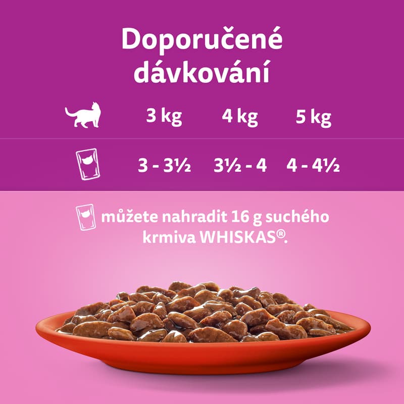 Whiskas Kapsičky klasický výběr ve šťávě pro dospělé kočky 4×85 g