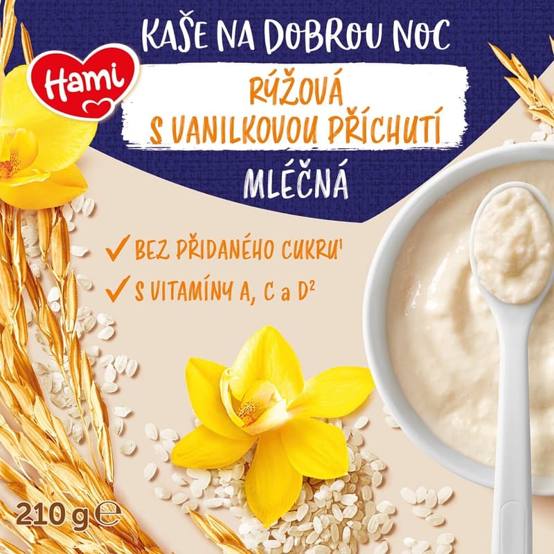 Hami Mléčná kaše rýžová s vanilkovou příchutí