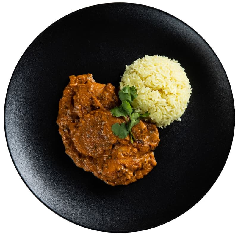 Chicken tikka masala with saffron rice by Mahavir Kanswala