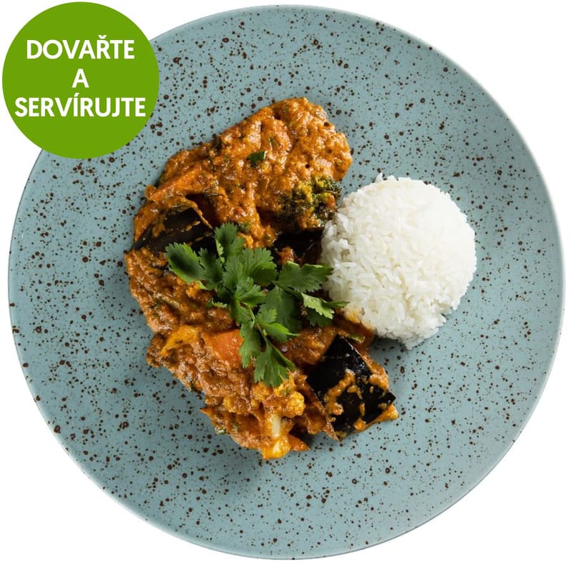 Eggplant masala with vegetables with jasmine rice by Mahavir Kanswala