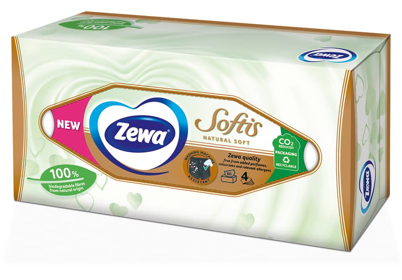 Zewa Softis natural soft box paper handkerchiefs 4-layer box