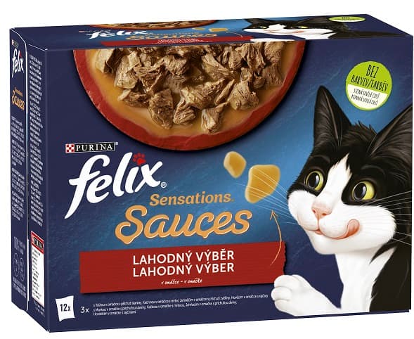 Felix Sensations Sauces kapsičky pro kočky hovězí, jehněčí, krůta, kachna v omáčce 12×85 g